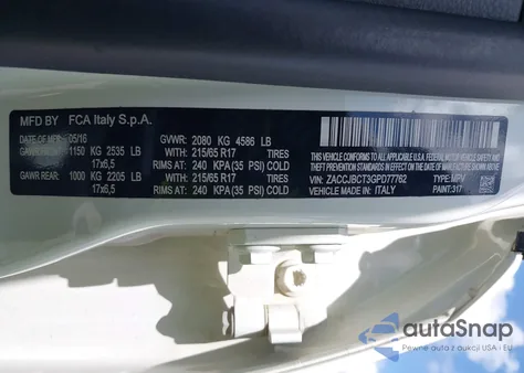 2016 Jeep Renegade Trailhawk z USA, uszkodzony, nr VIN ZACCJBCT3GPD77762